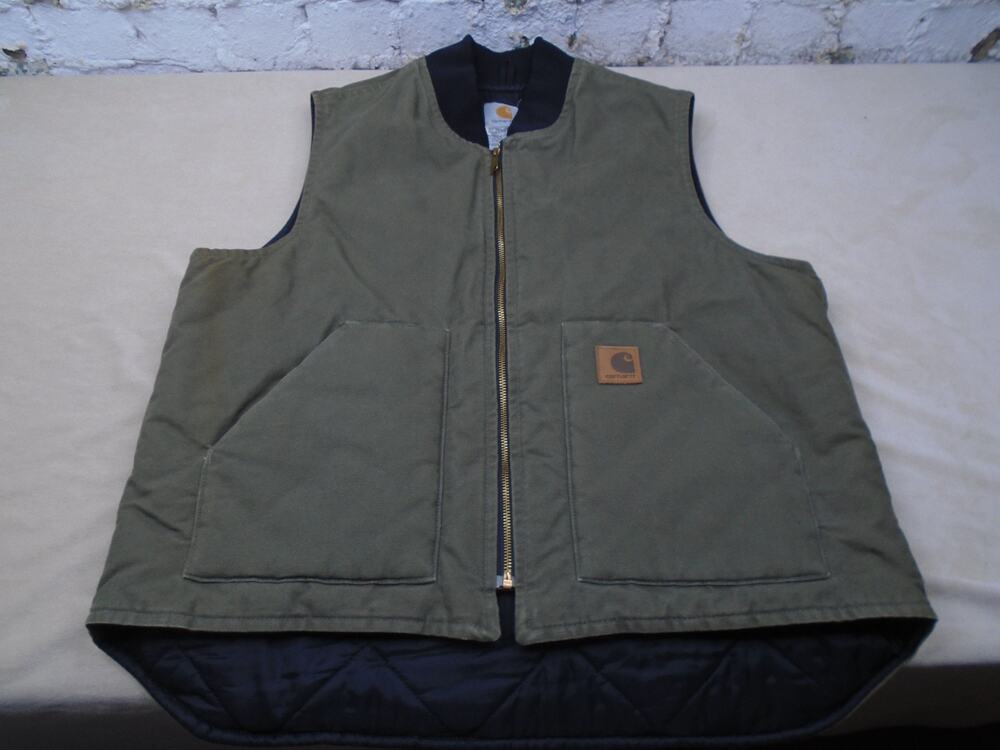 Vintage Carhartt Vest V52 LOV Mens XL Olive Green Quilted Lined Rare USA